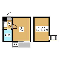パレロワイヤル船橋 1Kの間取図画像