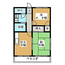 メゾンドール駿河台 2DKの間取図画像