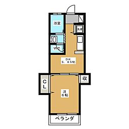 コーポ葵 1DKの間取図画像
