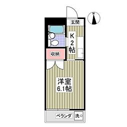 第1ローズハイツ 1Kの間取図画像