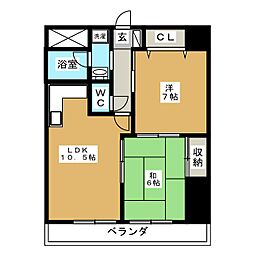 パレアルカディア 2LDKの間取図画像