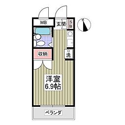 サンライズ船橋 ワンルームの間取図画像