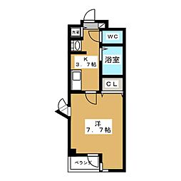 サワーノーブル 1Kの間取図画像