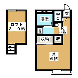 船橋フェニックス ワンルームの間取図画像