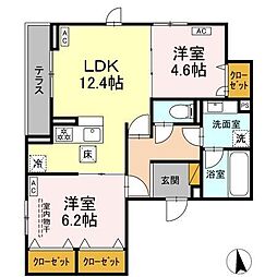 市川市大和田2丁目アパート 2LDKの間取図画像