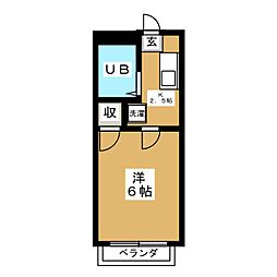 ココ・パームス・アライ 1Kの間取図画像
