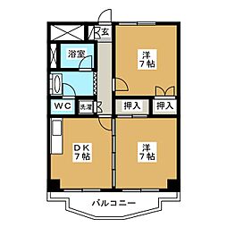N&Rえなんだある菅野 2DKの間取図画像