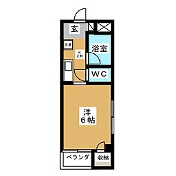 メゾンカゴミヤ2 1Kの間取図画像