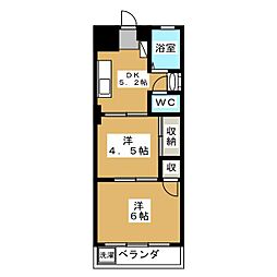 富士ハイホーム 2DKの間取図画像