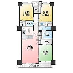 ビューネタワー平井 3LDKの間取図画像