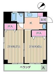 マツエコーポラス 2Kの間取図画像
