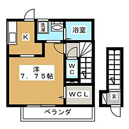 ローズコート2 1Kの間取図画像