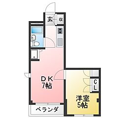 スクエアヒルズ 1DKの間取図画像