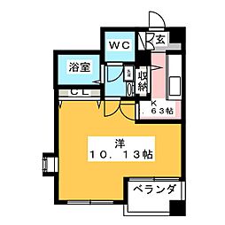 リバーサイド平井 1Kの間取図画像