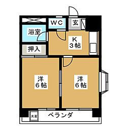 ハイネス成輪 1LDKの間取図画像