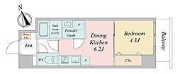 ルネフラッツ新小岩 1DKの間取図画像