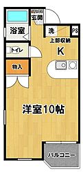 ヴィラエスポワール古来 1Kの間取図画像