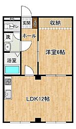 ルミナス小野川 1LDKの間取図画像