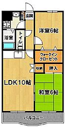 三島屋マンション 2LDKの間取図画像
