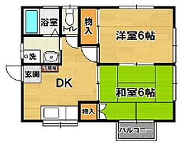 メゾン柏倉A 2DKの間取図画像