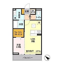 ユーチャリス2 1LDKの間取図画像