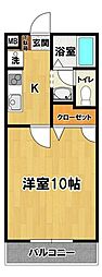 グリーンヨシエ2 1Kの間取図画像