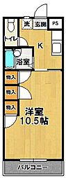 コーポ縞A 1Kの間取図画像