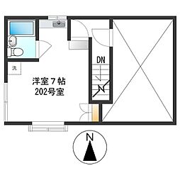 ハイム若草 ワンルームの間取図画像