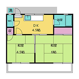 堀田コーポ 1階2DKの間取り