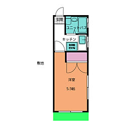 アルカディア 1階1Kの間取り