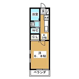 エフォート 1階1Kの間取り