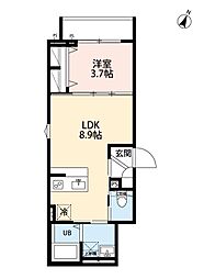 Fleur N-4 1LDKの間取図画像