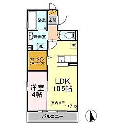 サンガーデン 1LDKの間取図画像
