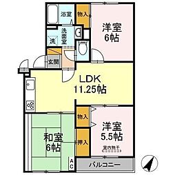 サンモール・オガワ 3LDKの間取図画像