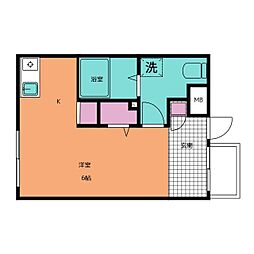 ミリアビタNo.10 ワンルームの間取図画像