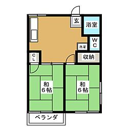グレースコート 2DKの間取図画像