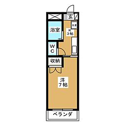 サジーム21 1Kの間取図画像
