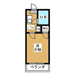 ウィステリアビル 1Kの間取図画像