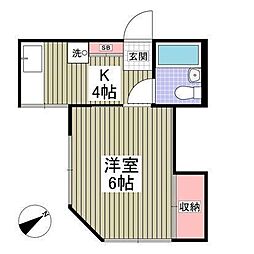 ハイツ前原 1Kの間取図画像