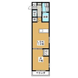 プライムインエクシヴ 1LDKの間取図画像