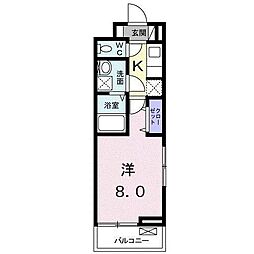 シェルクレール篠崎 1Kの間取図画像