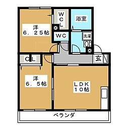 シャルマンドミールA 2LDKの間取図画像