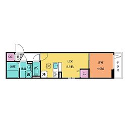 ルリアン北小岩2 1LDKの間取図画像