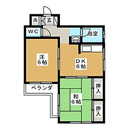 アイビーマンション 2DKの間取図画像