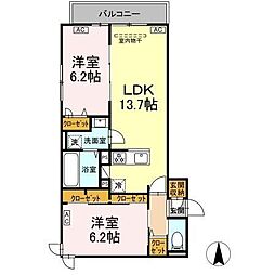 セレスティア北小岩2 2LDKの間取図画像