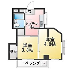 フジハイツ 2Kの間取図画像