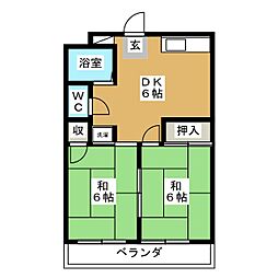 岩田ハイツ 2DKの間取図画像