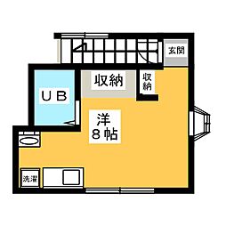 タナカハウス ワンルームの間取図画像