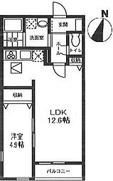オーチャード・アパートメントB棟 1LDKの間取図画像