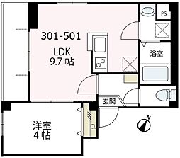 ペルソナ横浜 1LDKの間取図画像